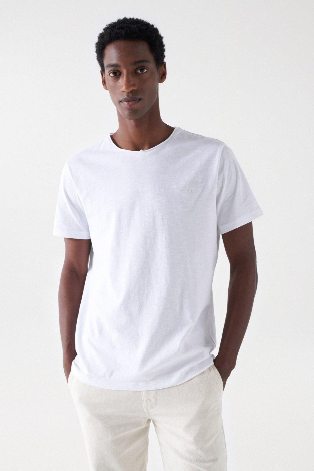 White Cotton T-Shirt With Branding Detail, , large image number 0