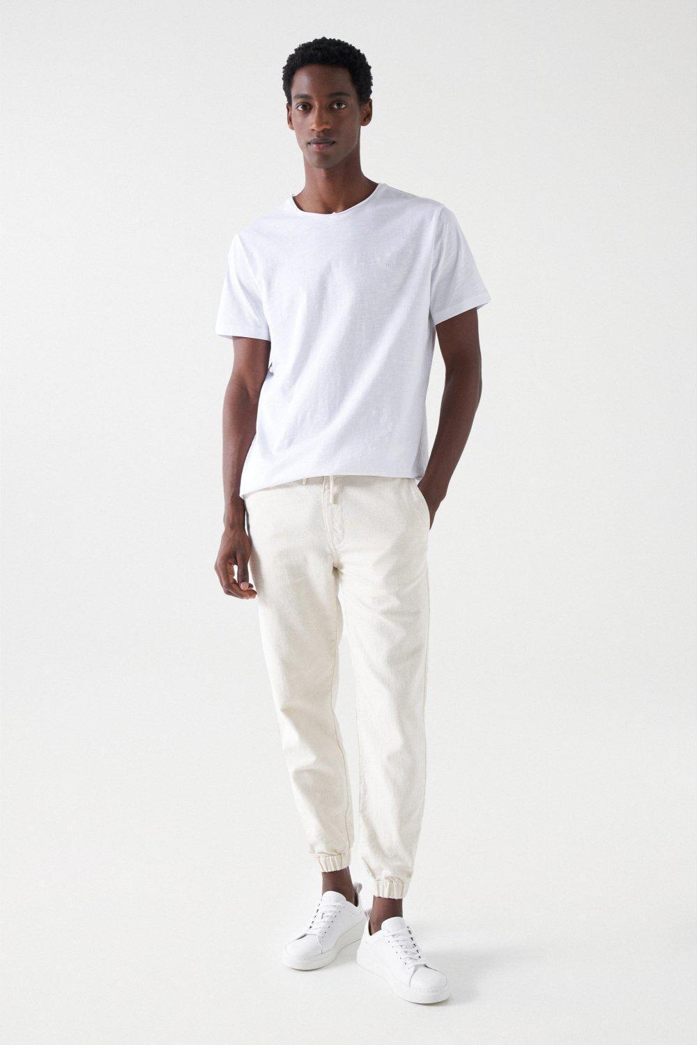 White Cotton T-Shirt With Branding Detail, , large image number 1