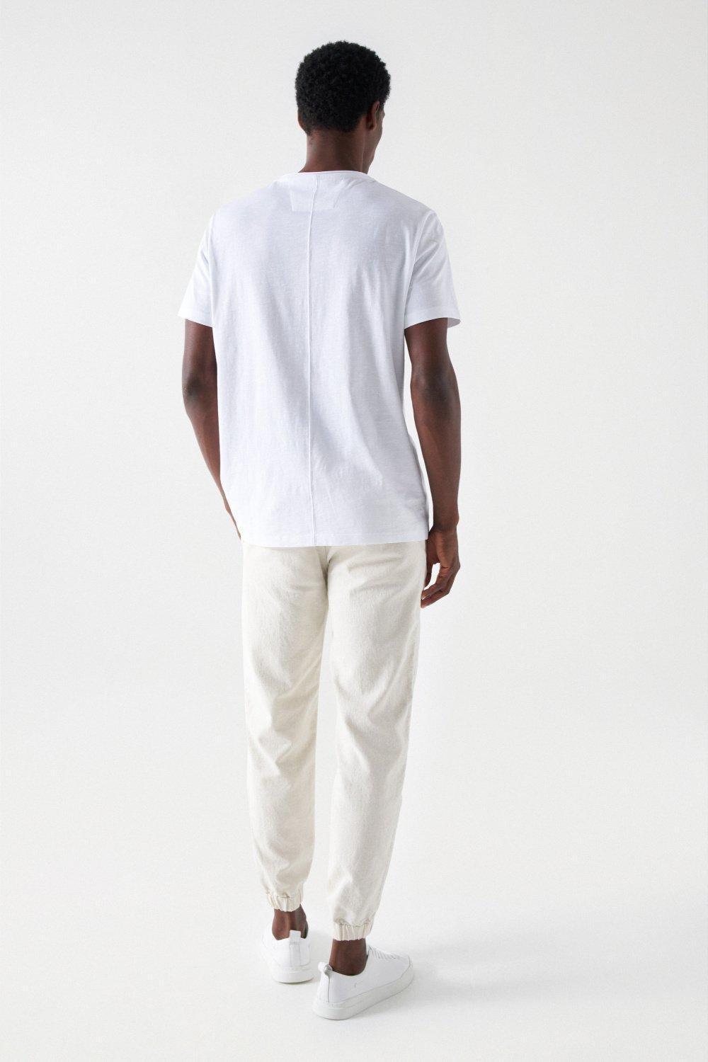 White Cotton T-Shirt With Branding Detail, , large image number 3