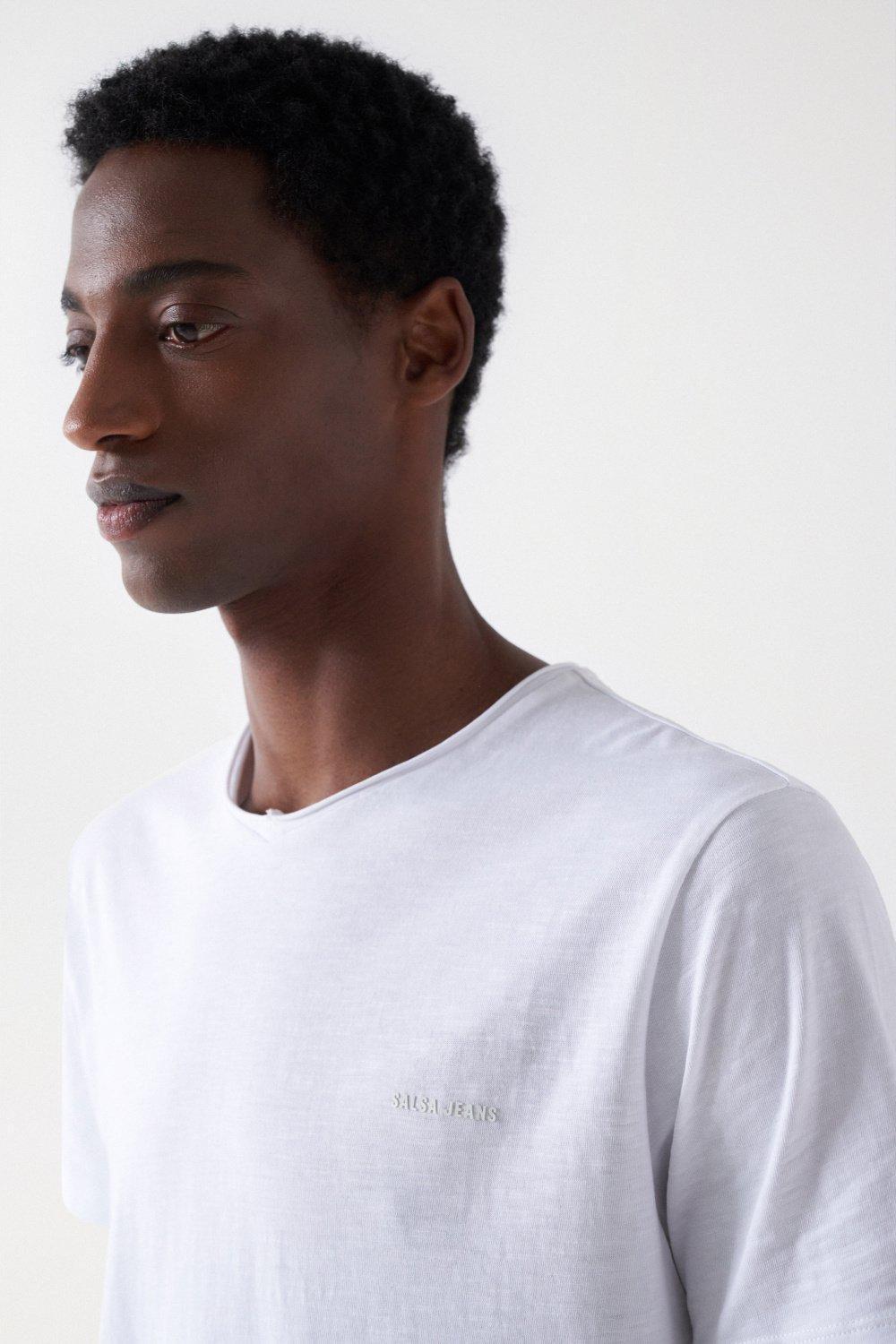 White Cotton T-Shirt With Branding Detail, , large image number 4