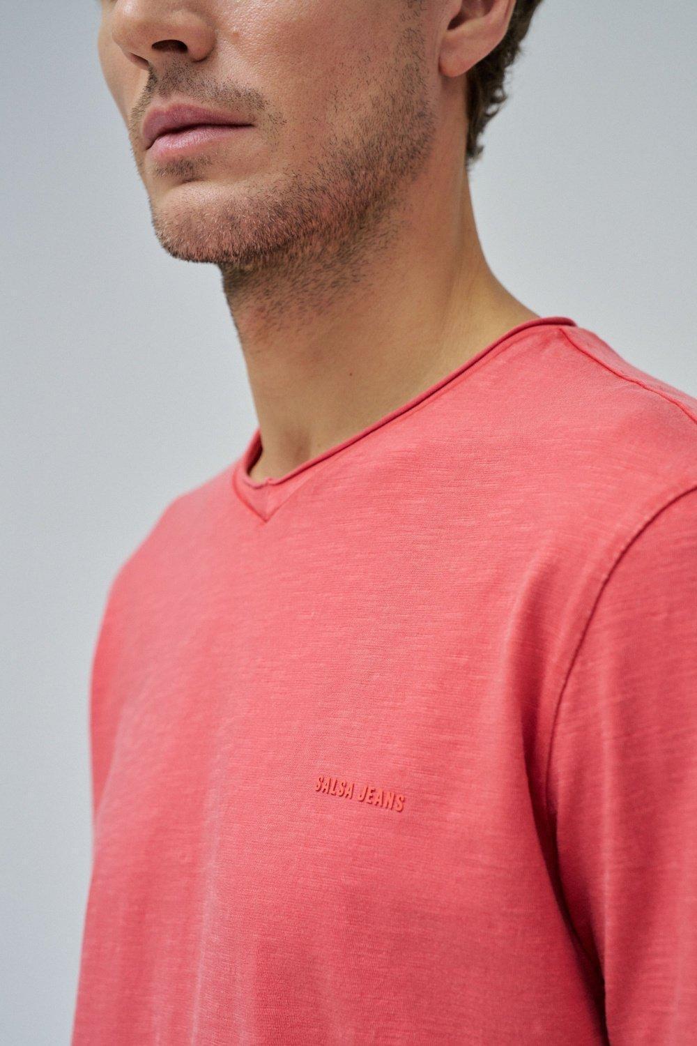 ORANGE T-SHIRT WITH DYEING AND BRANDING, , large image number 4