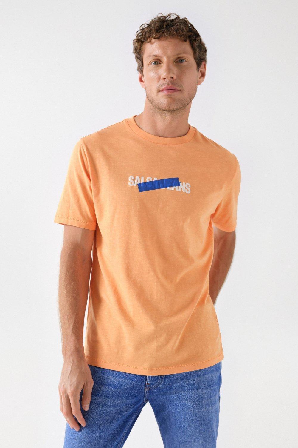Cotton T-Shirt With Salsa Logo, Orange, large image number 0