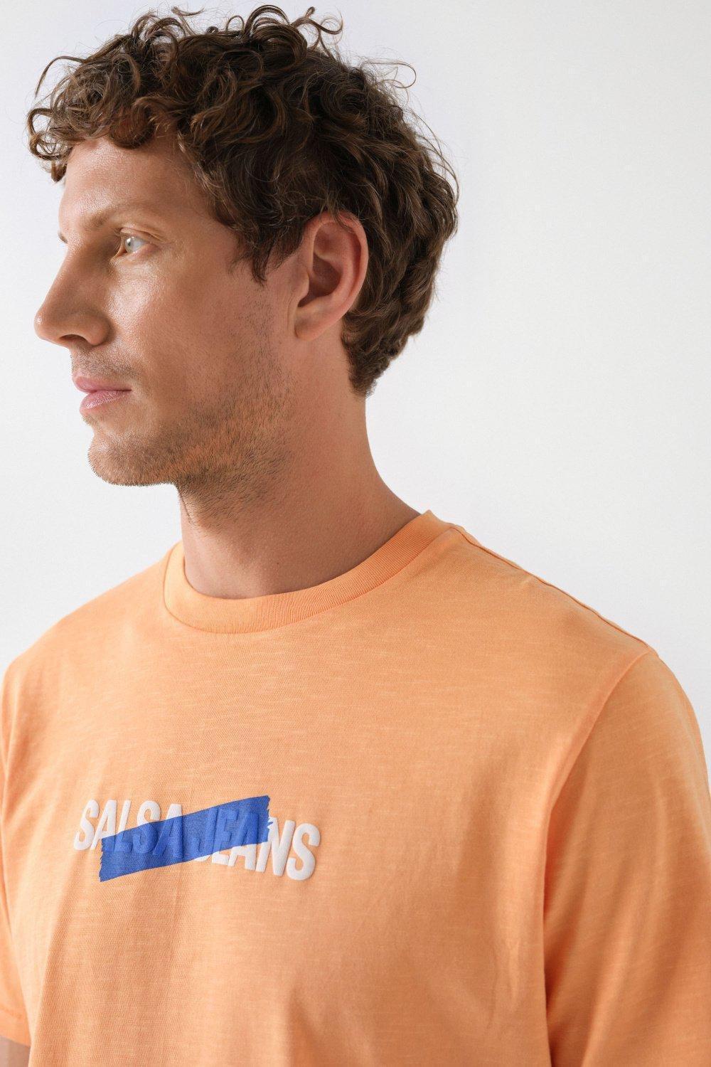 Cotton T-Shirt With Salsa Logo, Orange, large image number 4