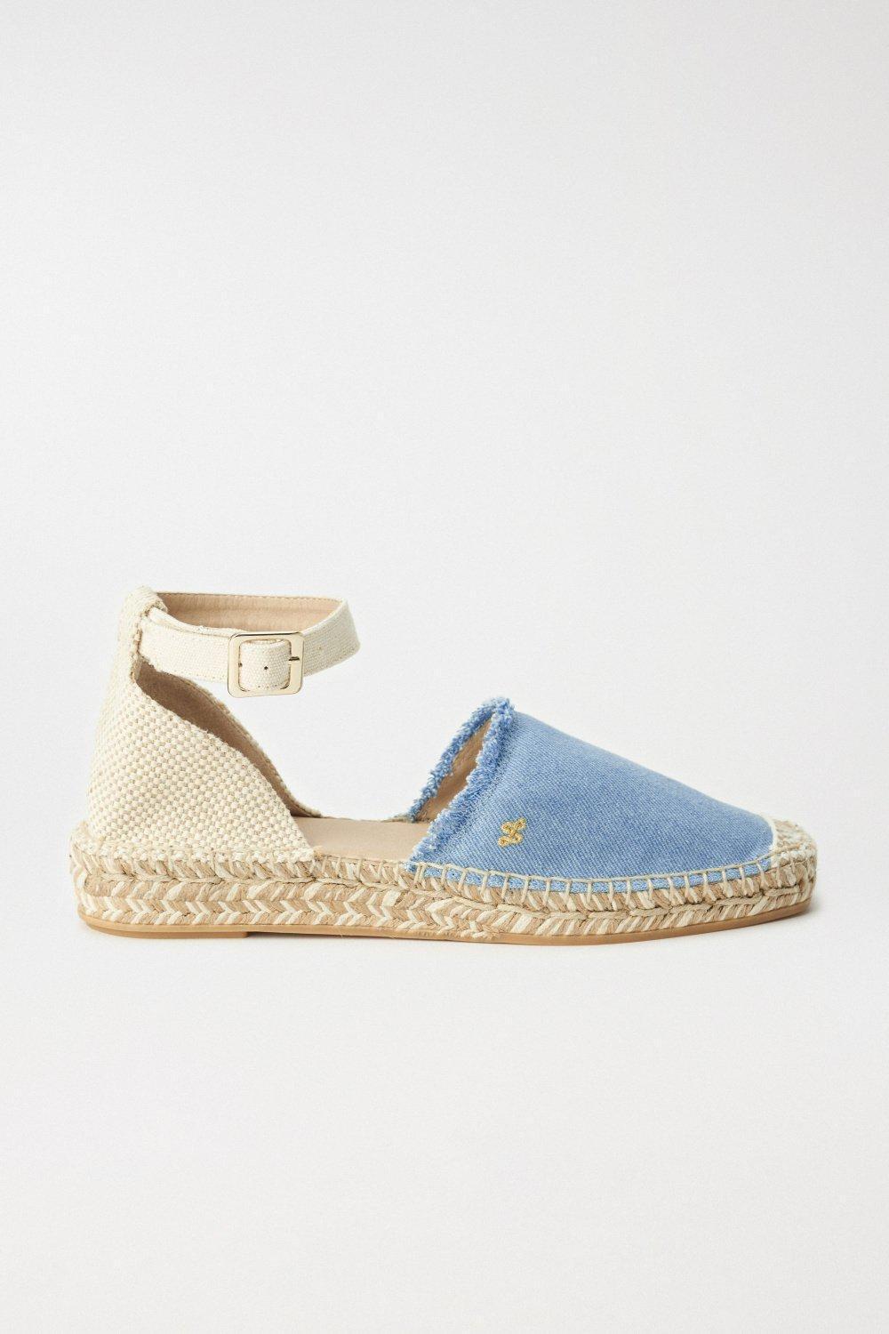 Blue Flat Denim Espadrilles, , large image number 0