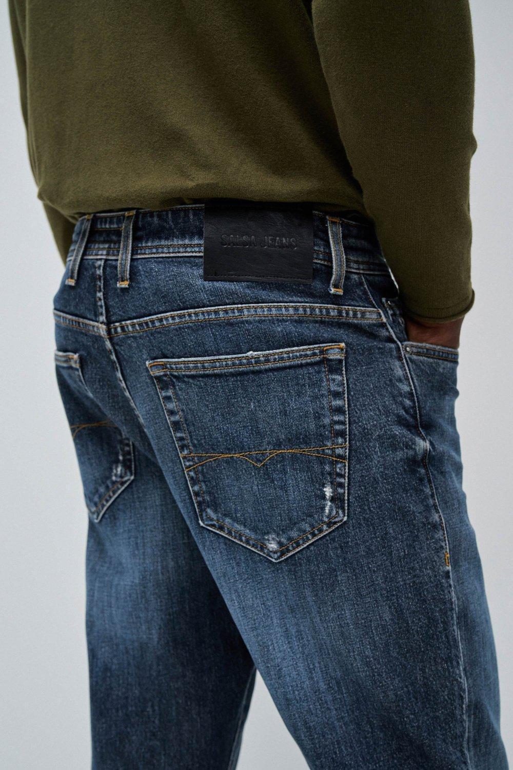 Blue Solid Dark Wash Cropped Jeans, , large image number 4