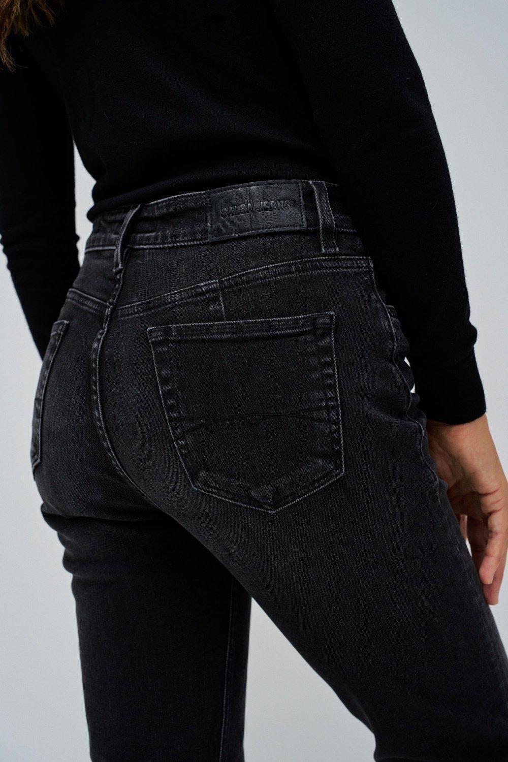 Black Plain Cropped Jeans, , large image number 8