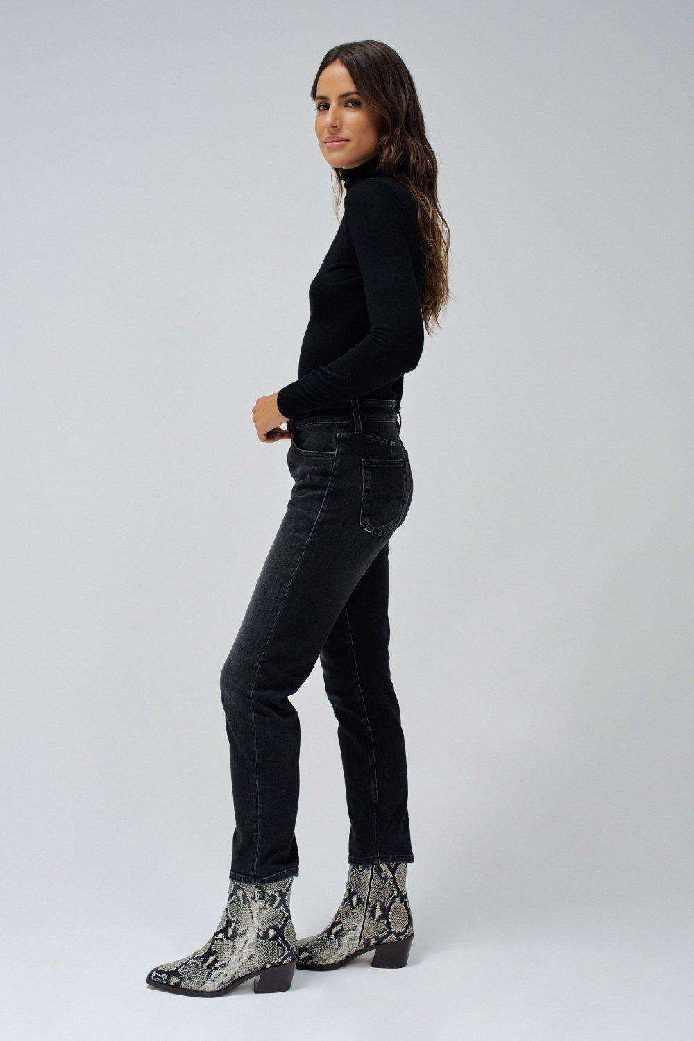 Plain Cropped Jeans, Black, large image number 5