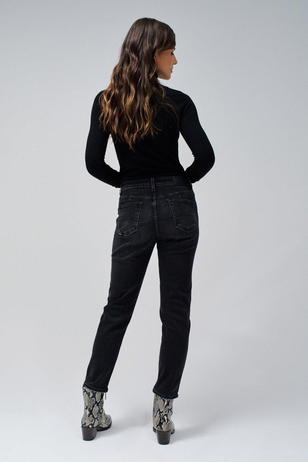 Plain Cropped Jeans, Black, large image number 7