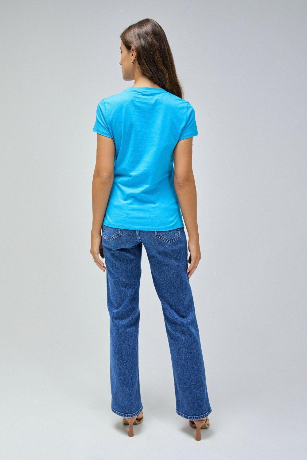 Blue Logo Print Cropped T-Shirt, , large image number 3