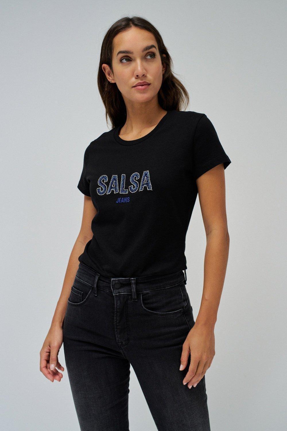 T-Shirt With Branding, Black, medium