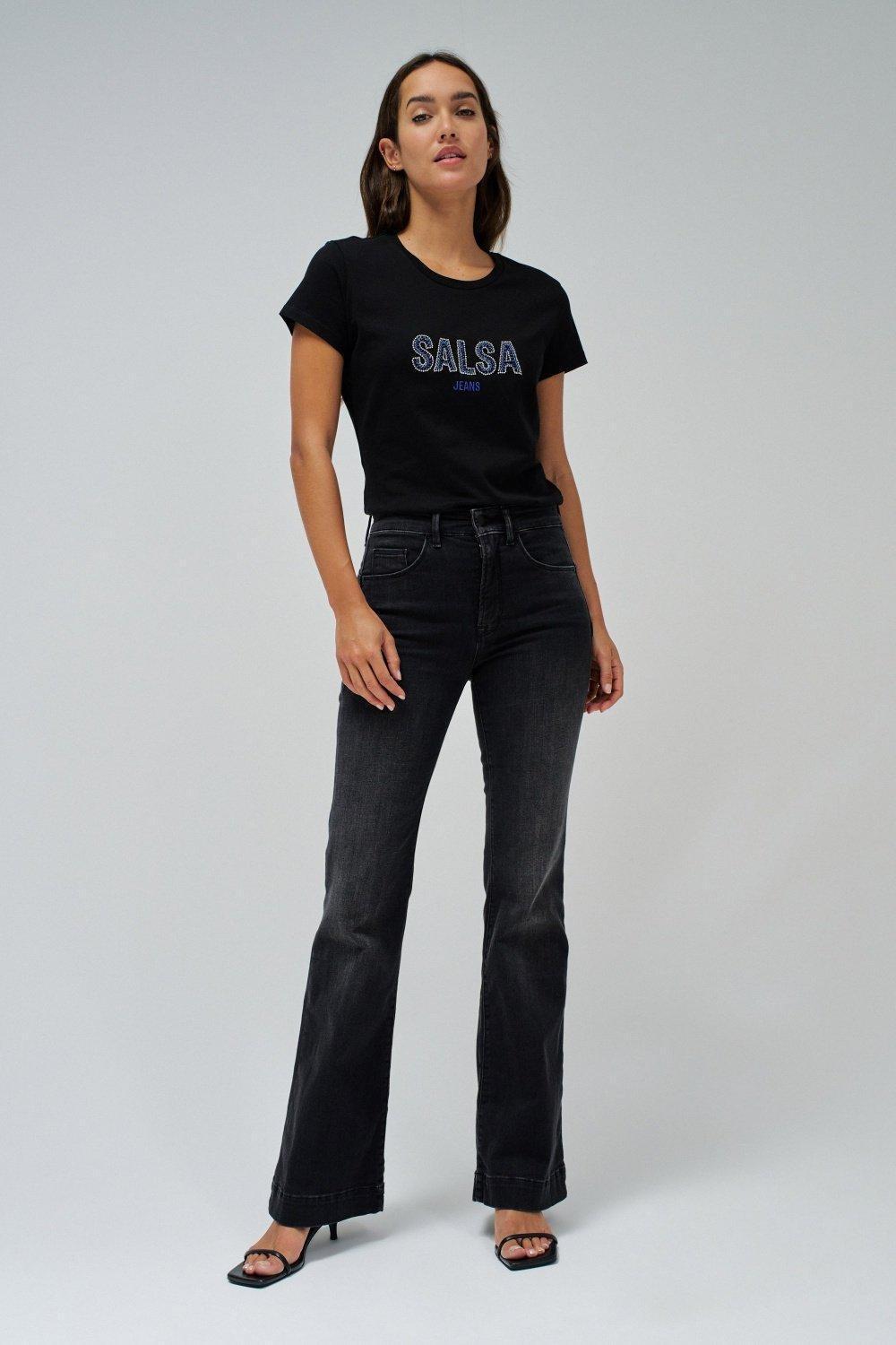 T-Shirt With Branding, Black, medium