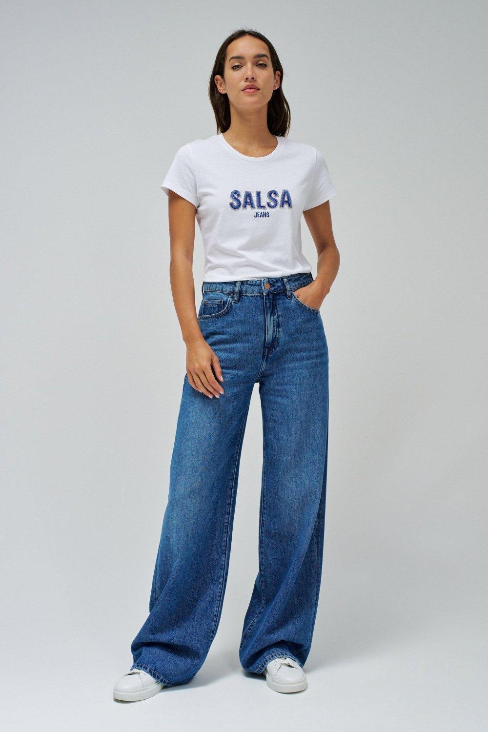 T-Shirt With Branding, White, medium