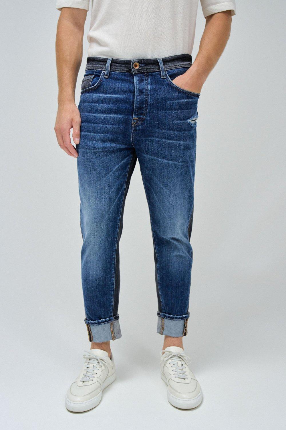 Blue Textured Slim Ankle-Length, , large image number 0