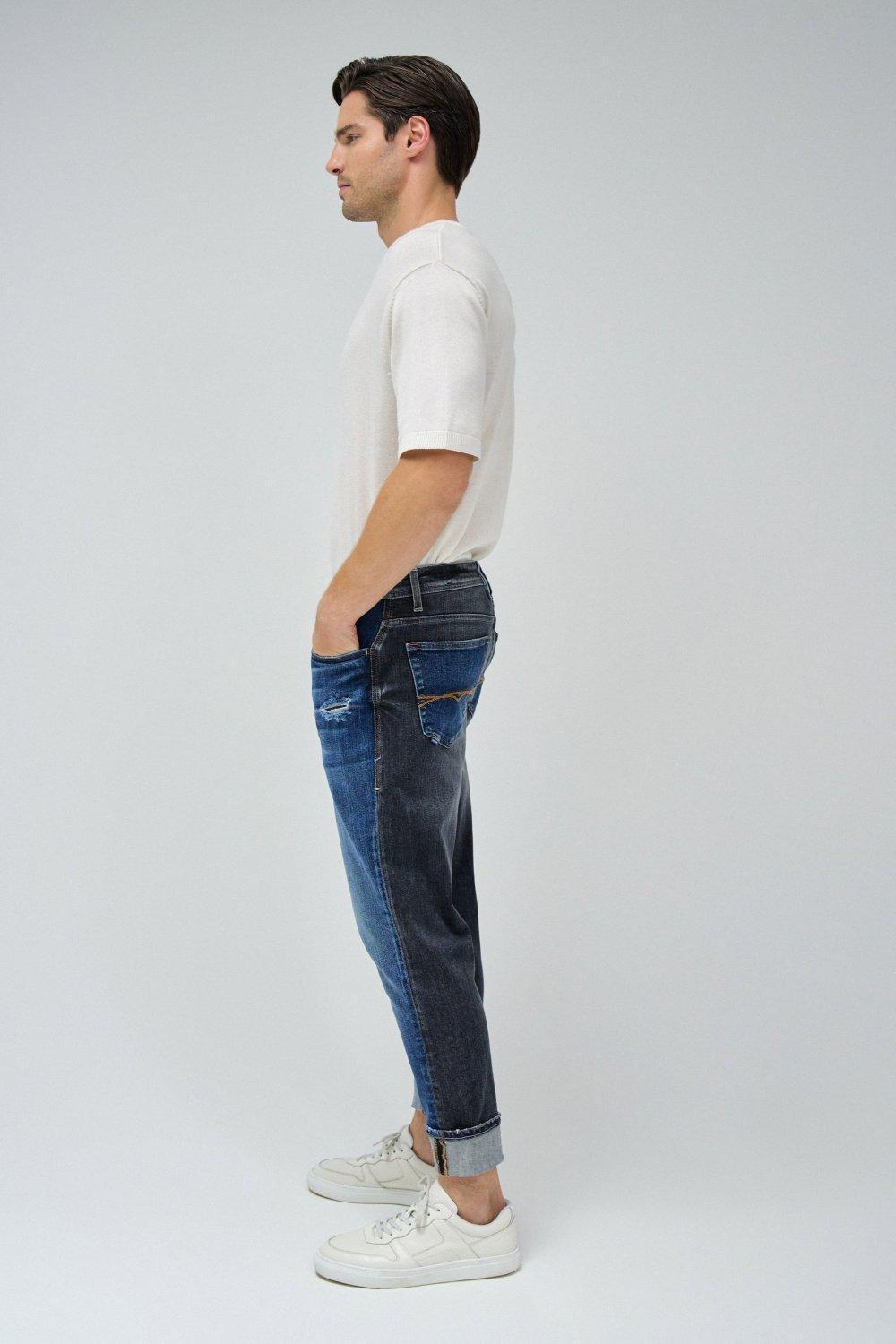 Blue Textured Slim Ankle-Length, , large image number 2