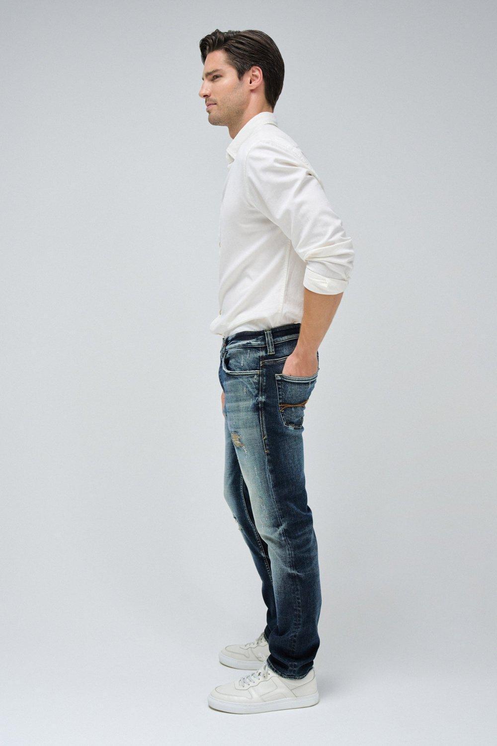 Plain Dark Wash Jeans, Blue, large image number 2
