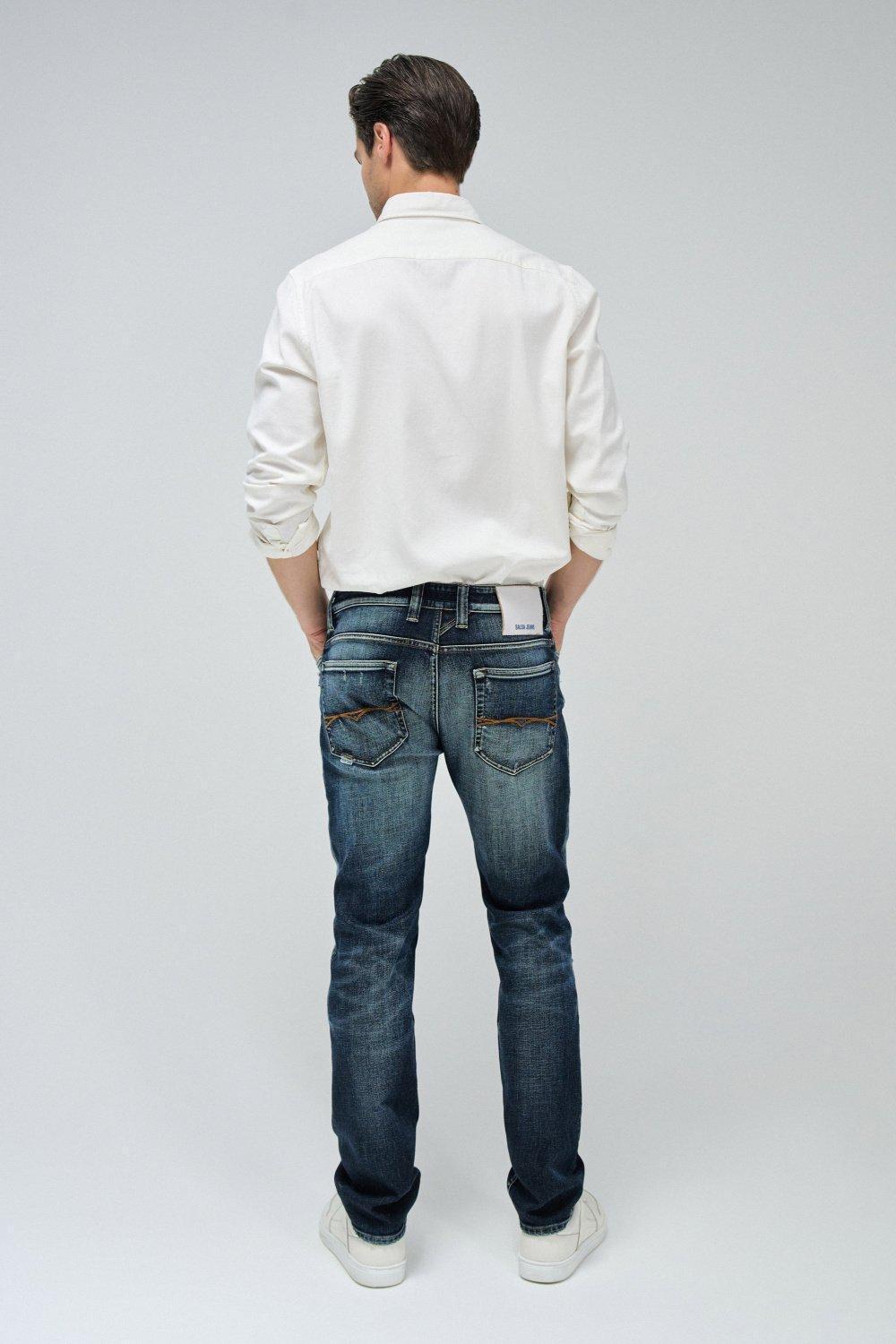 Plain Dark Wash Jeans, Blue, large image number 3