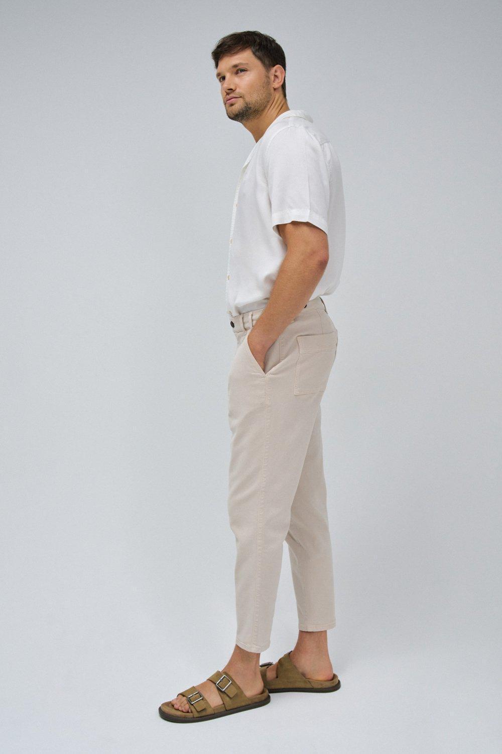 Beige Plain Chinos Jogger, , large image number 2