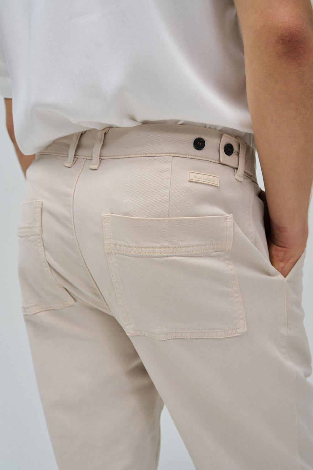 Beige Plain Chinos Jogger, , large image number 4
