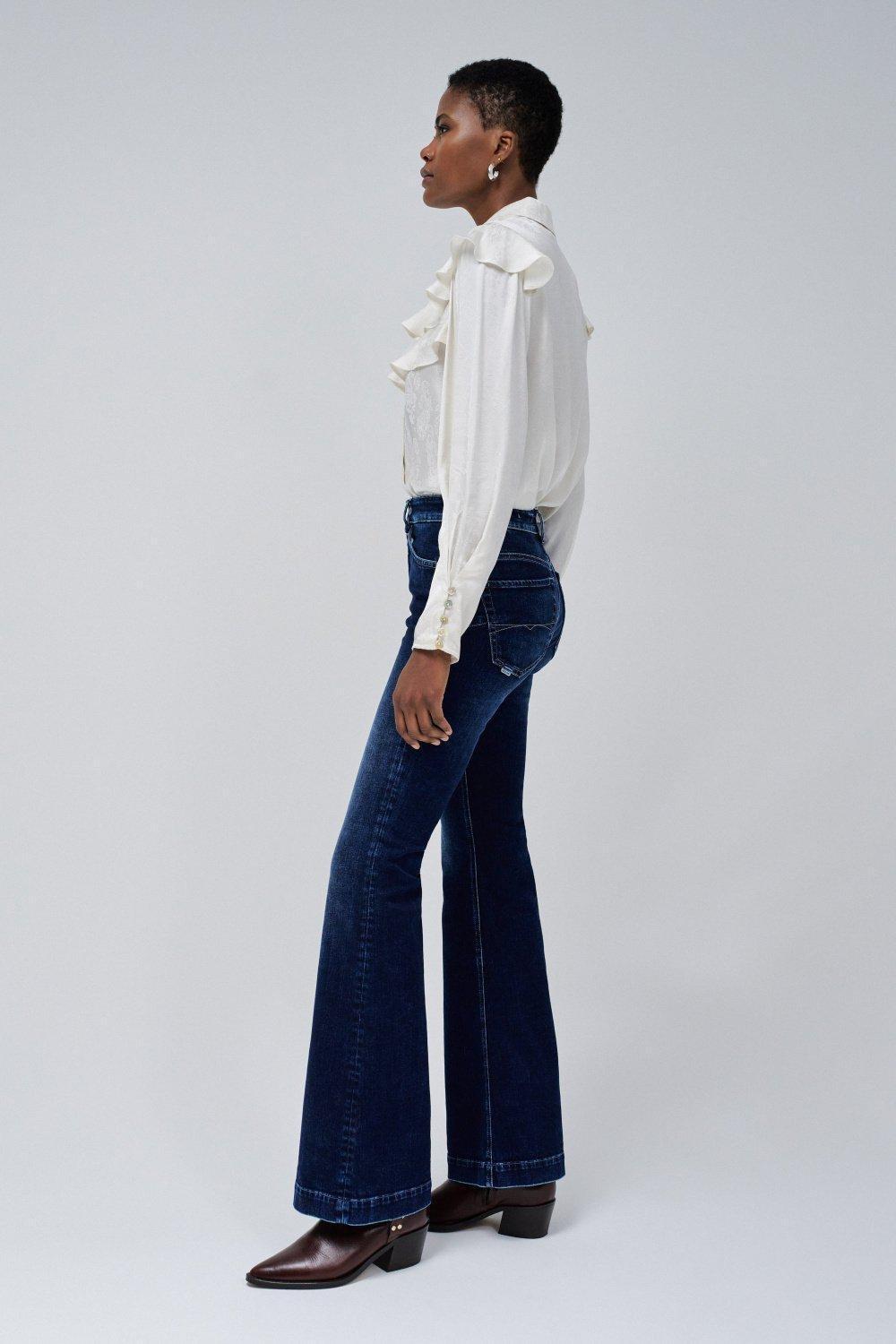 Plain Flare Jeans, Navy, large image number 2