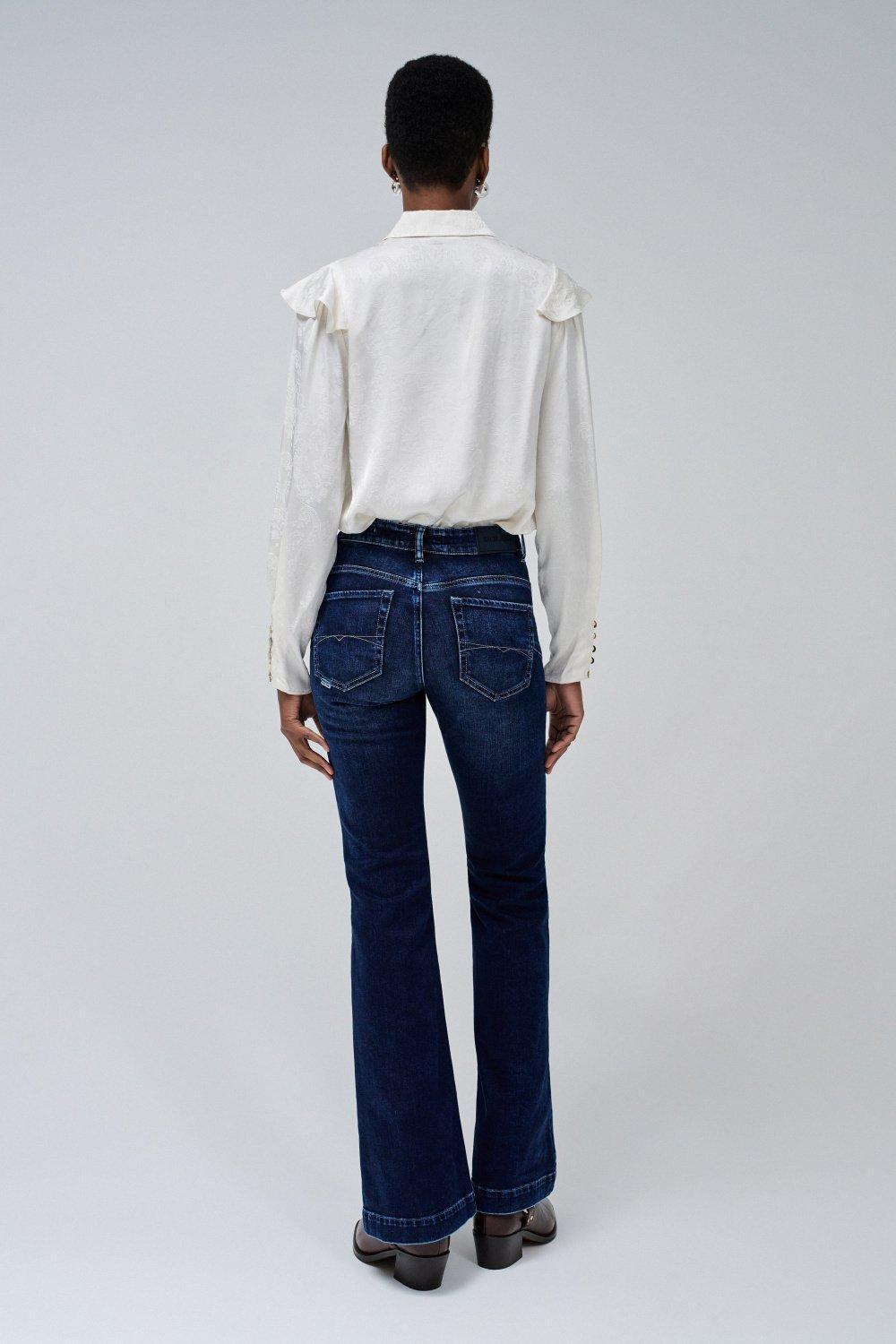 Plain Flare Jeans, Navy, large image number 3
