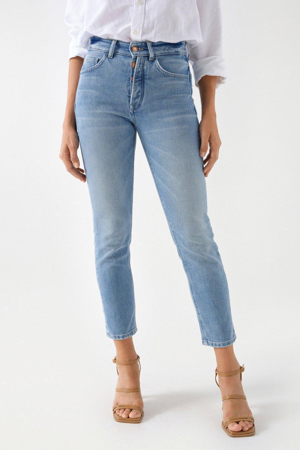 Blue Light Wash Cropped Jeans, , medium