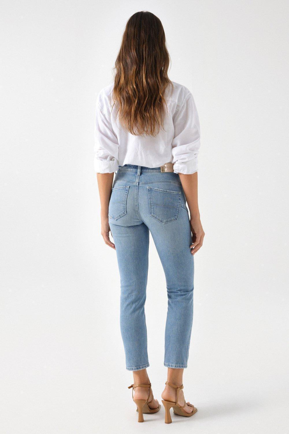 Blue Light Wash Cropped Jeans, , large image number 3