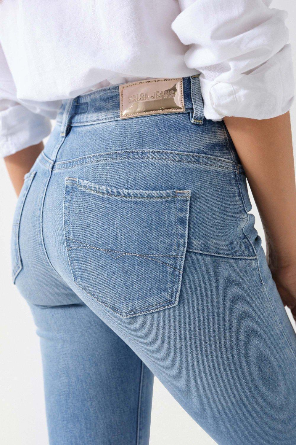 Light Wash Cropped Jeans, Blue, large image number 4