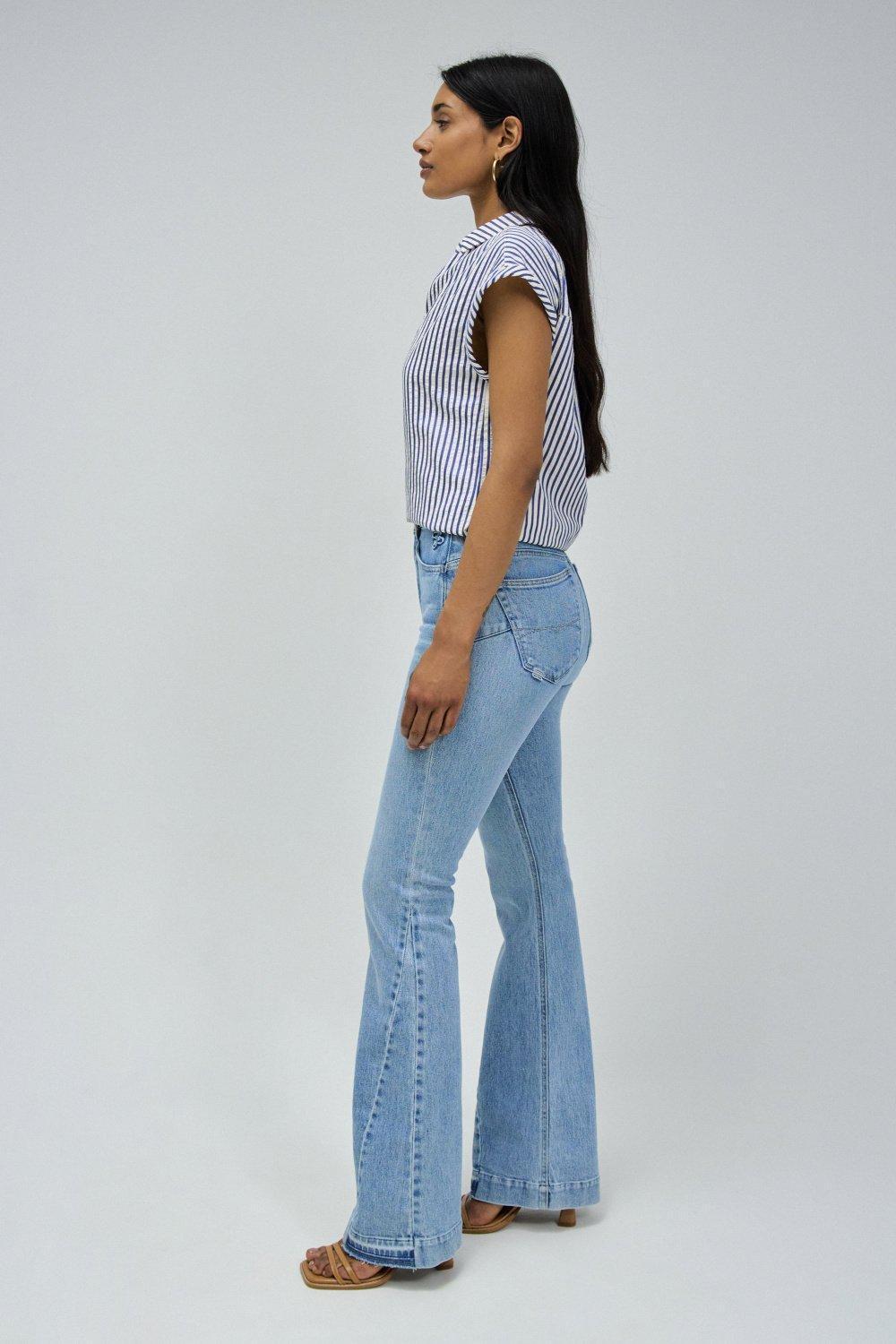 Light Wash Flared Jeans, , large image number 1
