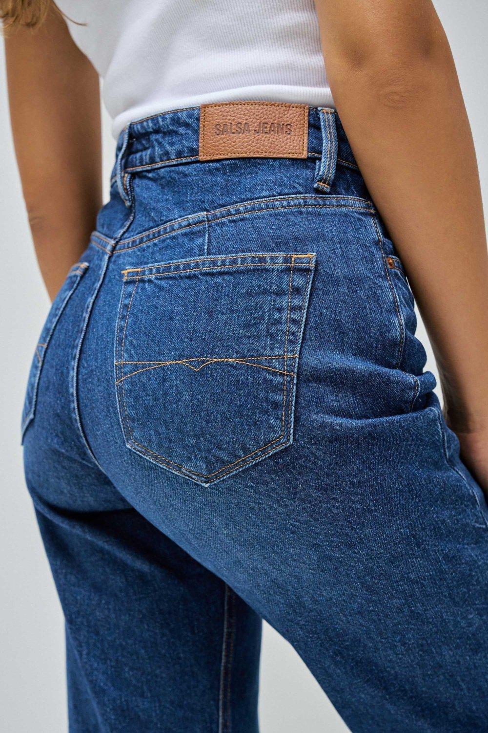 Blue Denim Straight Leg Jeans, , large image number 4