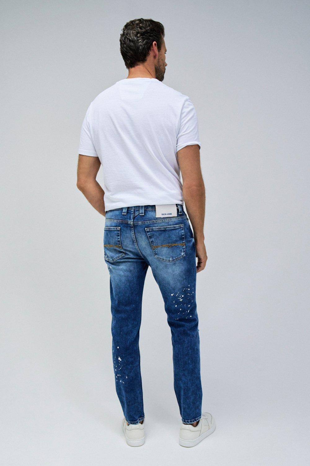 Blue Textured Ripped Jeans, , large image number 3
