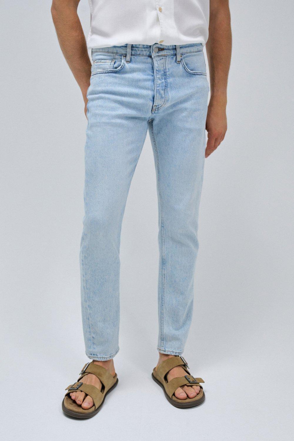 Blue Plain Light Wash Jeans, , medium