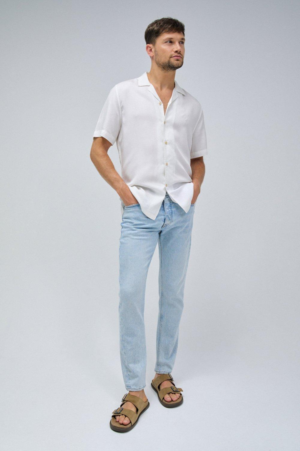 Plain Light Wash Jeans, Blue, large image number 1