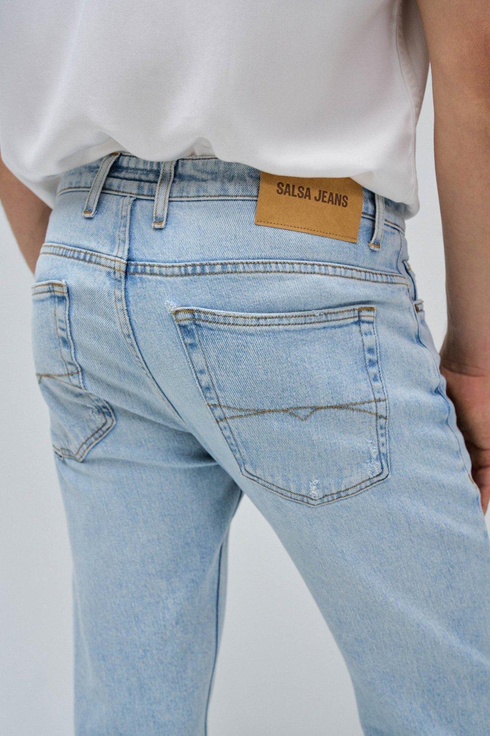 Plain Light Wash Jeans, Blue, large image number 4