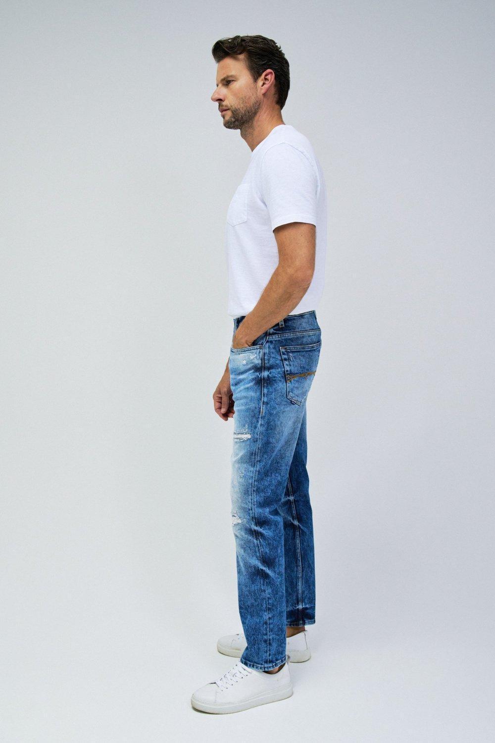 Blue Textured Ripped Jeans, , large image number 2