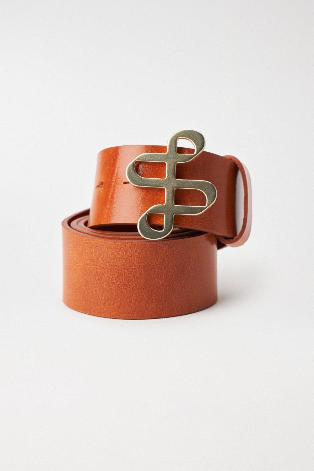 Engraved Logo Buckle Belt, Brown, large image number 2