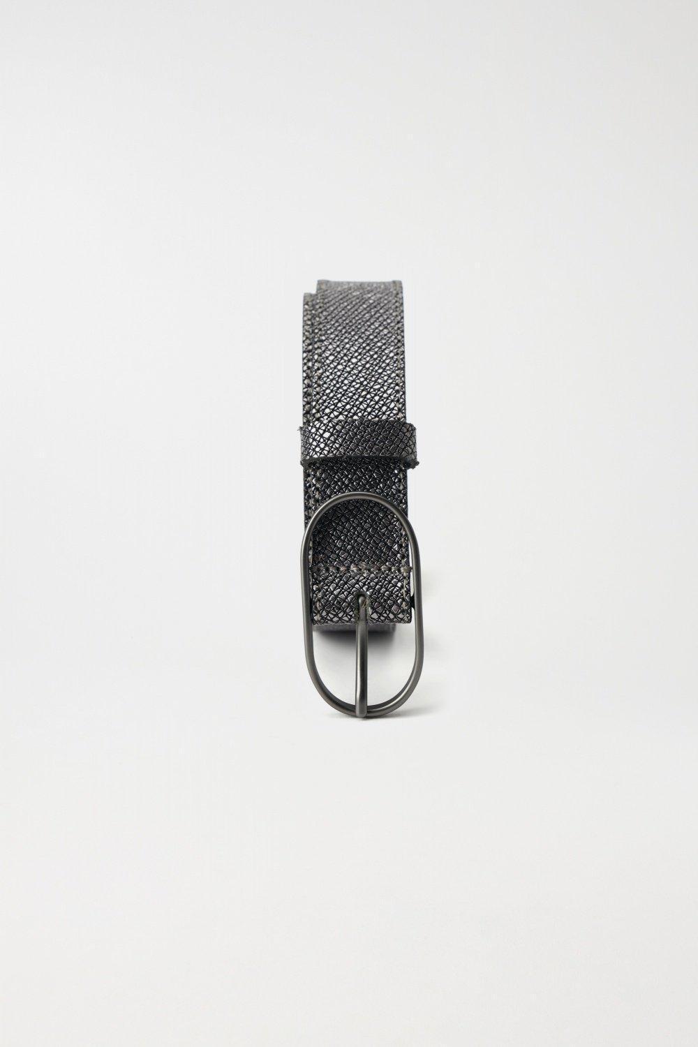 Slim Leather Belt, Silver, large image number 3