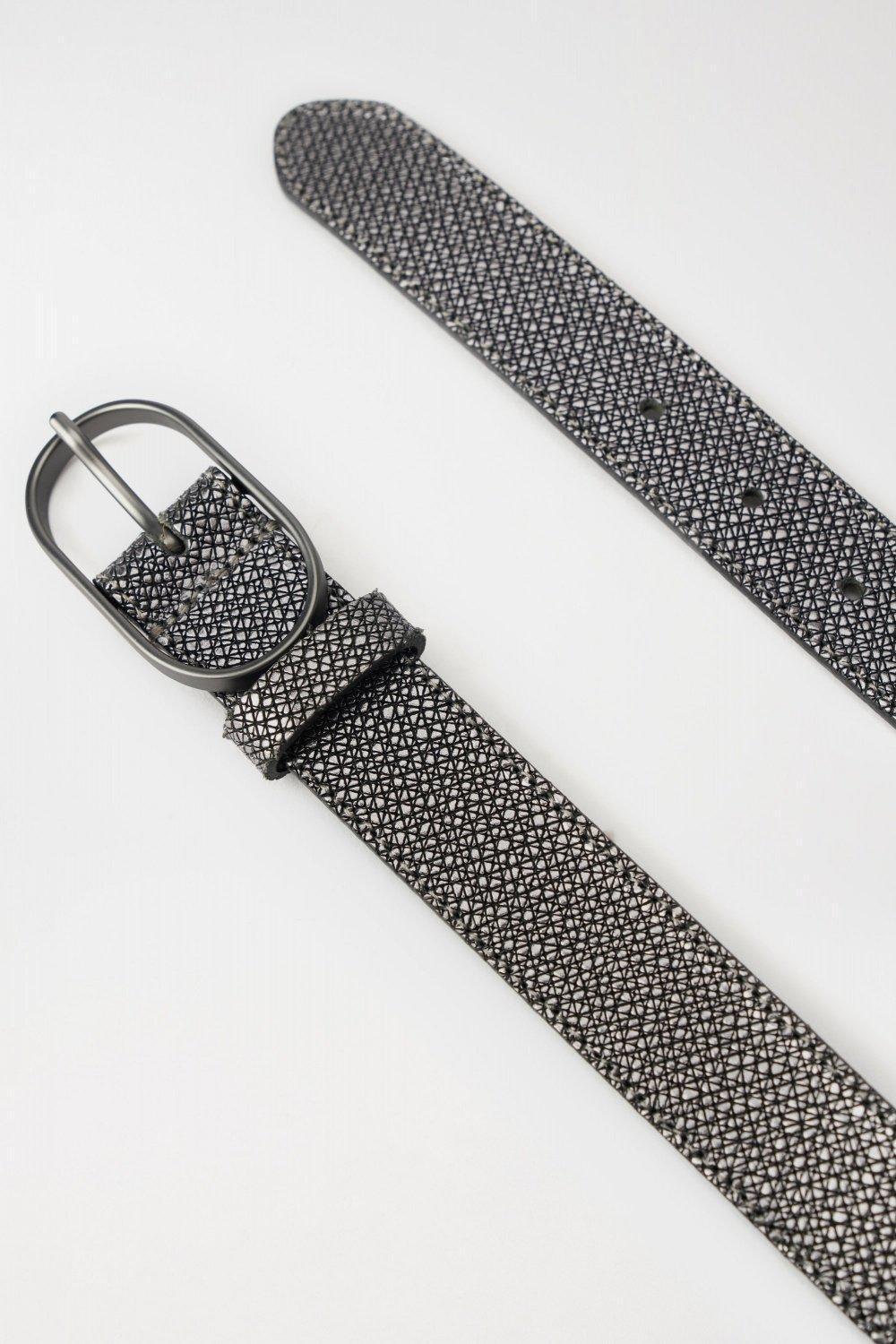 Slim Leather Belt, Silver, large image number 4