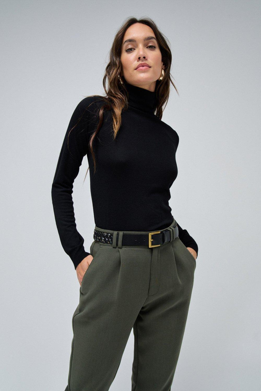 Braided Leather Belt, Black, large image number 1