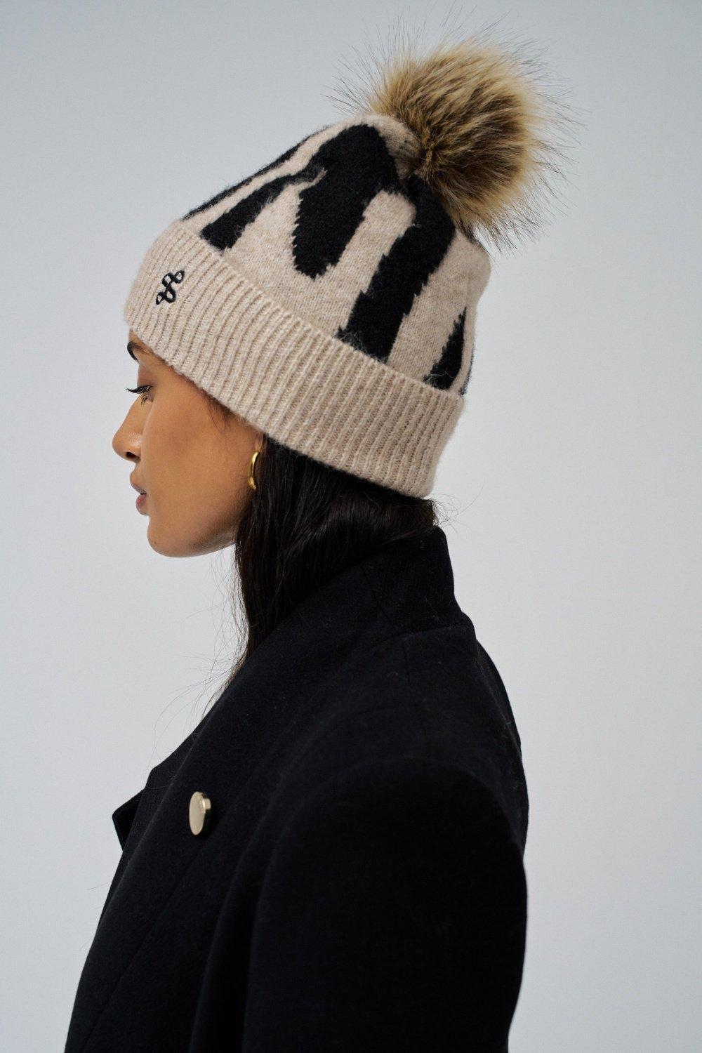 Black Embellished Bobble Hat, 2101_000, large image number 1