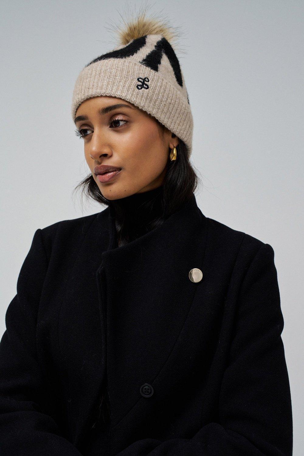 Black Embellished Bobble Hat, 2101_000, large image number 4