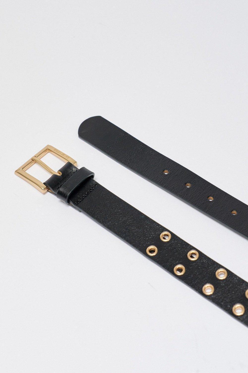 Black Grommet Leather Belt, , large image number 4
