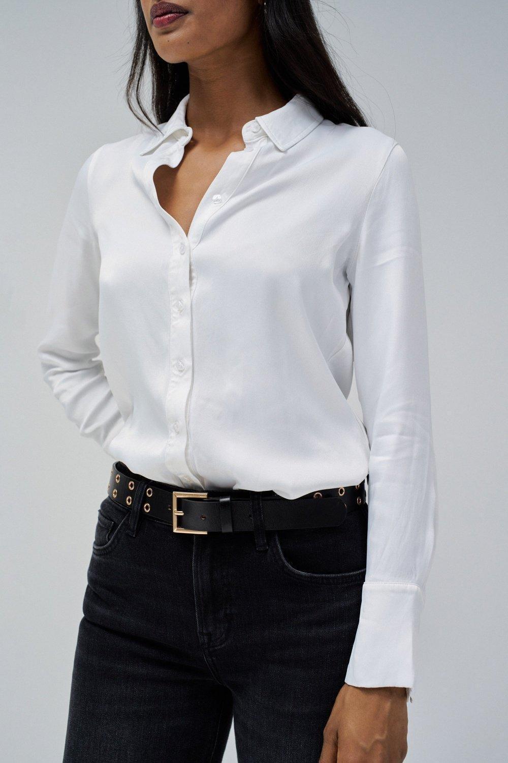 Grommet Leather Belt, Black, large image number 1