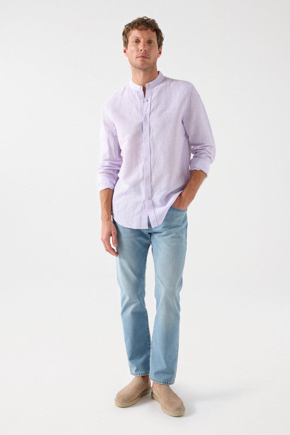 Pink Striped Linen Blend Shirt, , large image number 1
