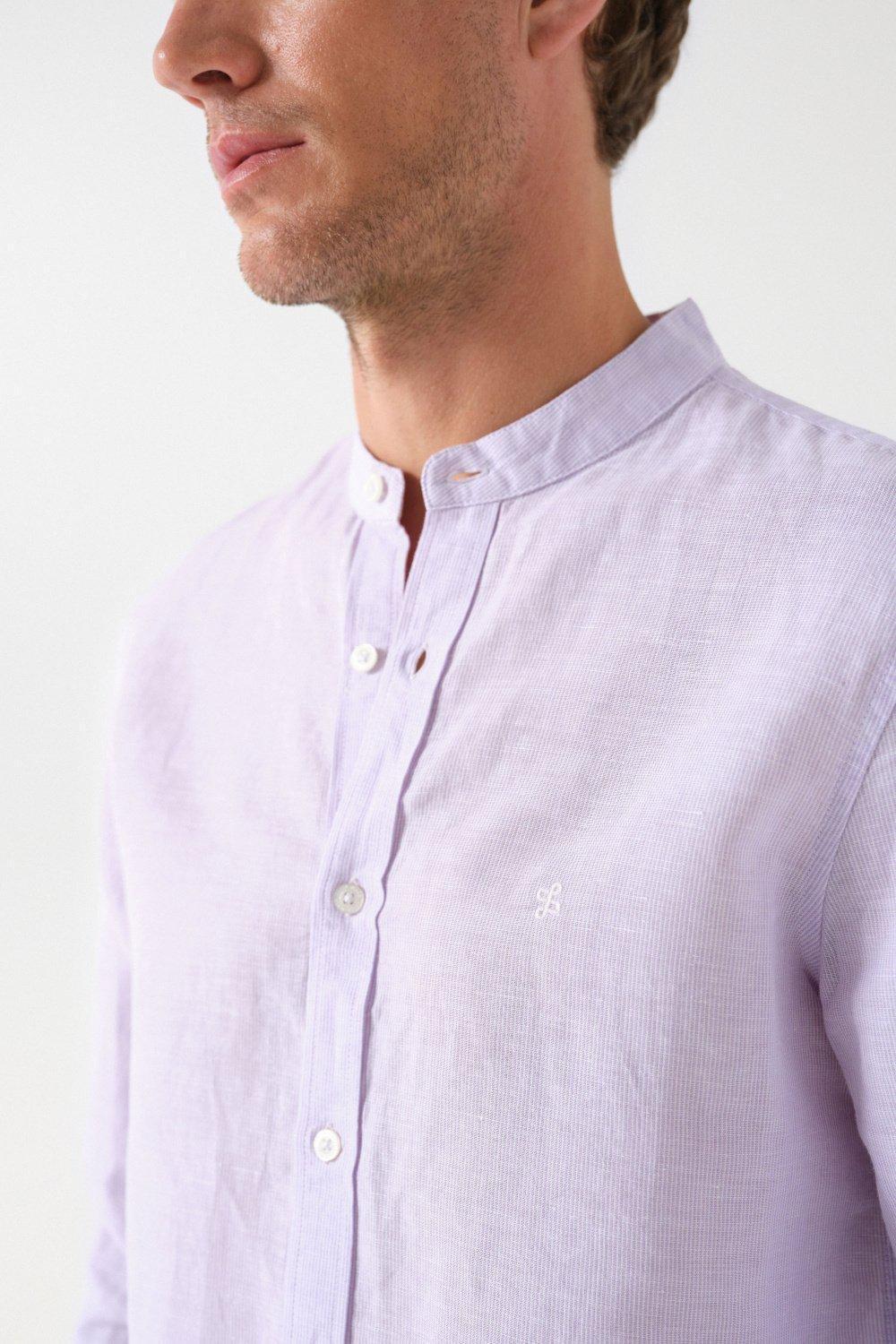 Pink Striped Linen Blend Shirt, , large image number 4