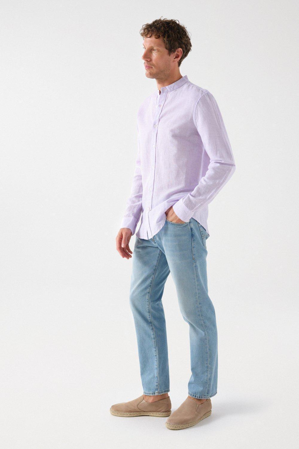 Striped Linen Blend Shirt, Pink, large image number 2