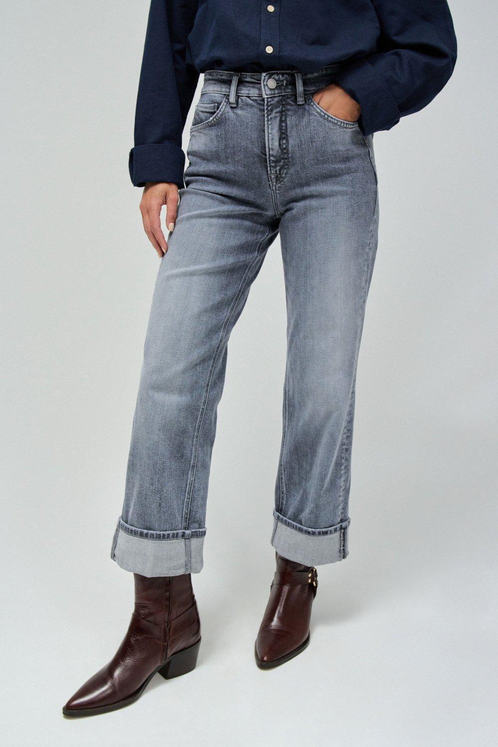 Grey ed Denim Straight Jeans, , medium