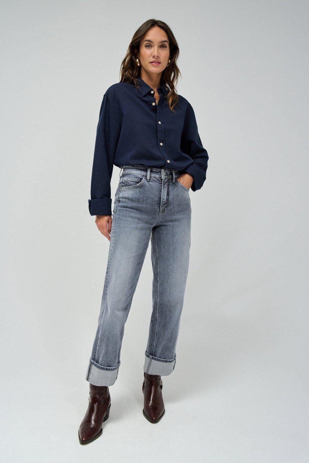 Grey ed Denim Straight Jeans, , large image number 1