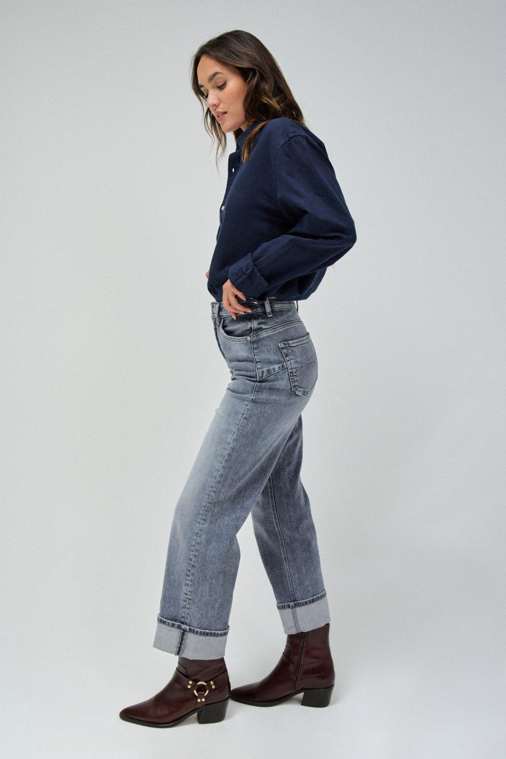 Grey ed Denim Straight Jeans, , large image number 2