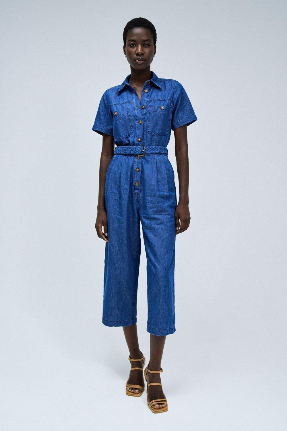 Blue Denim Jumpsuit, , large image number 0