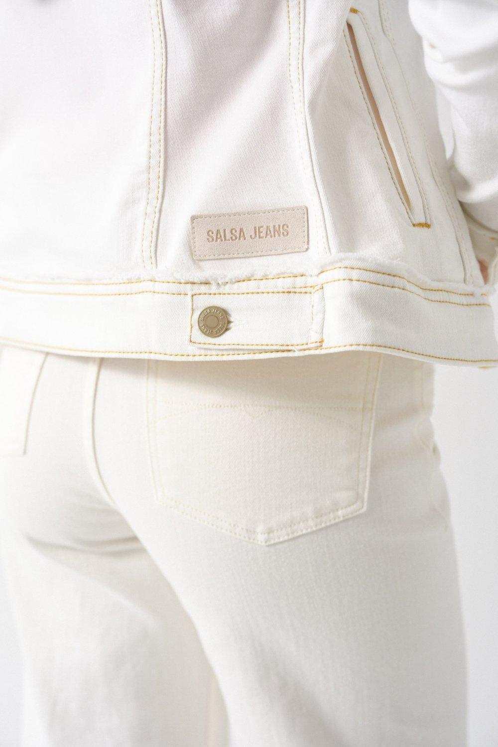 Pearl Frayed Details Denim Jacket, , large image number 4
